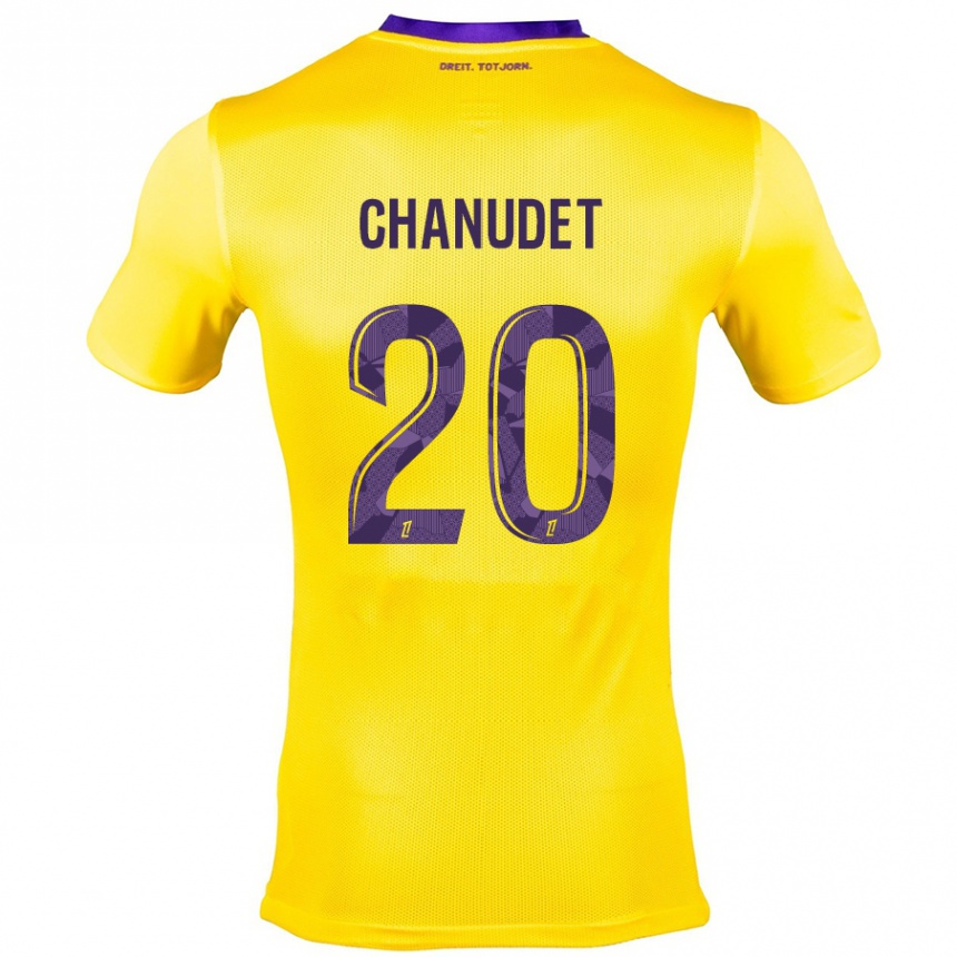 Enfant Football Maillot Coralie Chanudet #20 Jaune Violet Tenues Extérieur 2024/25