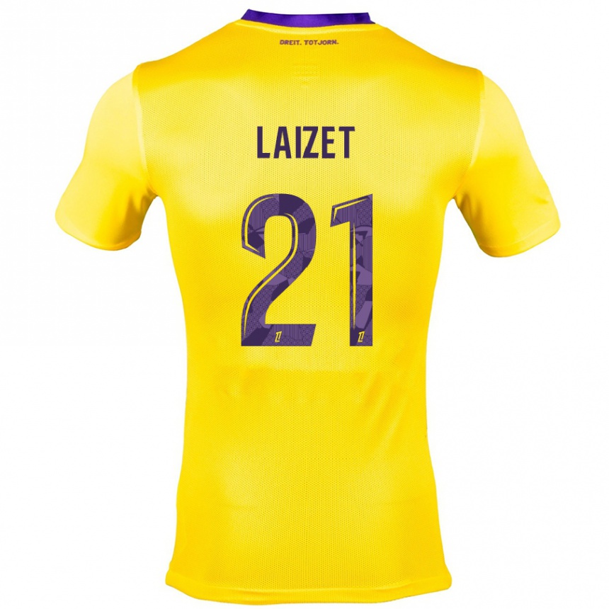 Enfant Football Maillot Emma Laizet #21 Jaune Violet Tenues Extérieur 2024/25