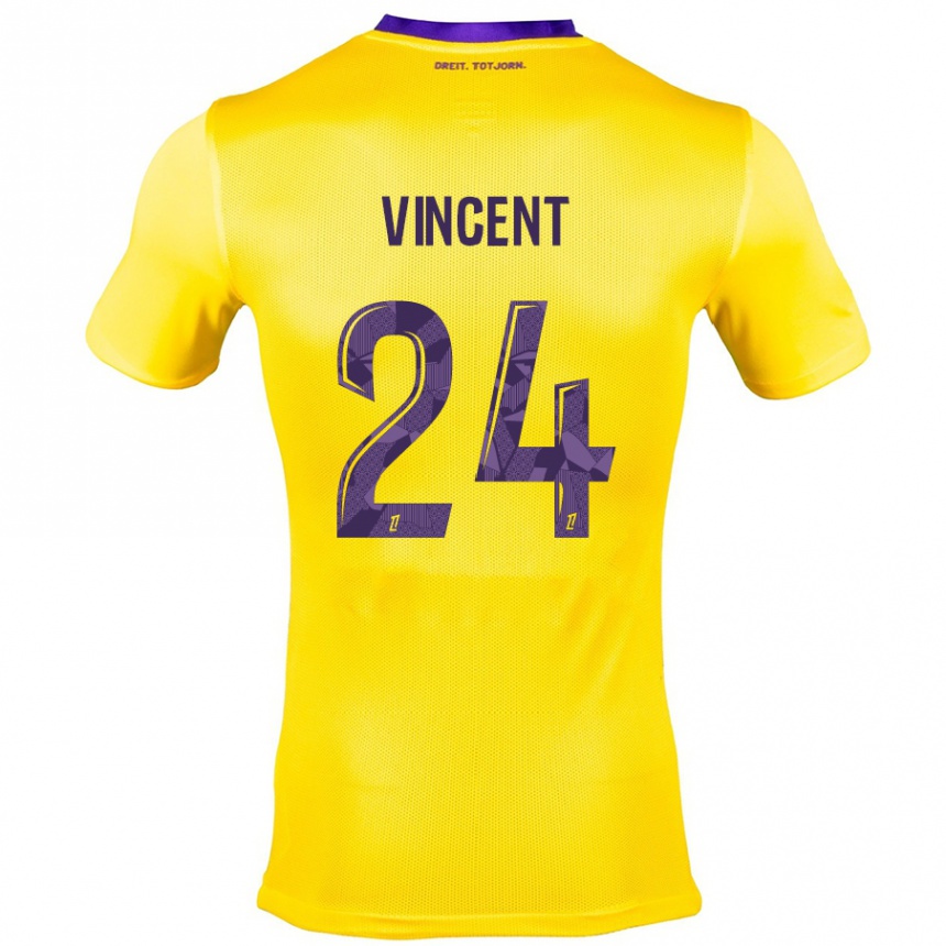 Enfant Football Maillot Magalie Vincent #24 Jaune Violet Tenues Extérieur 2024/25