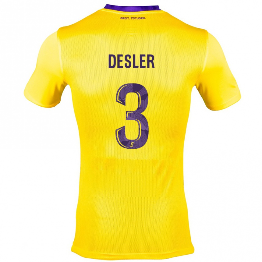 Enfant Football Maillot Mikkel Desler #3 Jaune Violet Tenues Extérieur 2024/25