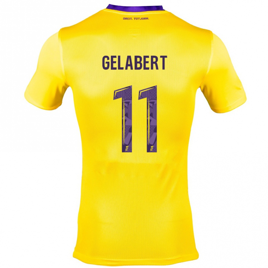 Enfant Football Maillot César Gelabert #11 Jaune Violet Tenues Extérieur 2024/25