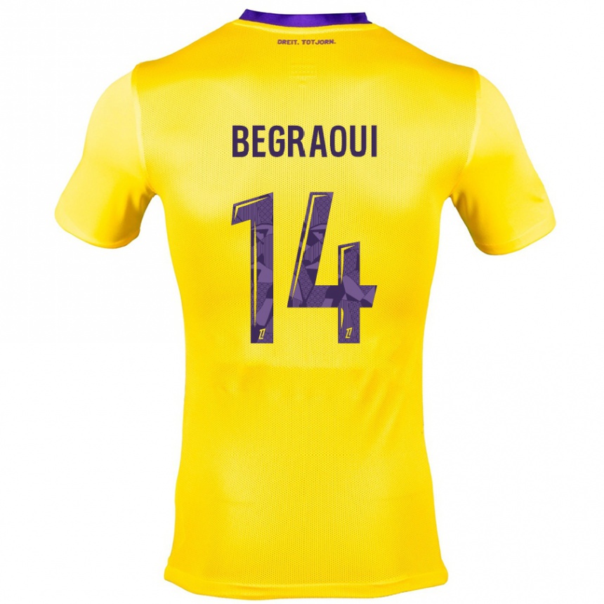 Enfant Football Maillot Yanis Begraoui #14 Jaune Violet Tenues Extérieur 2024/25