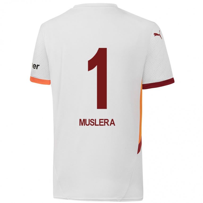 Enfant Football Maillot Fernando Muslera #1 Blanc Jaune Rouge Tenues Extérieur 2024/25