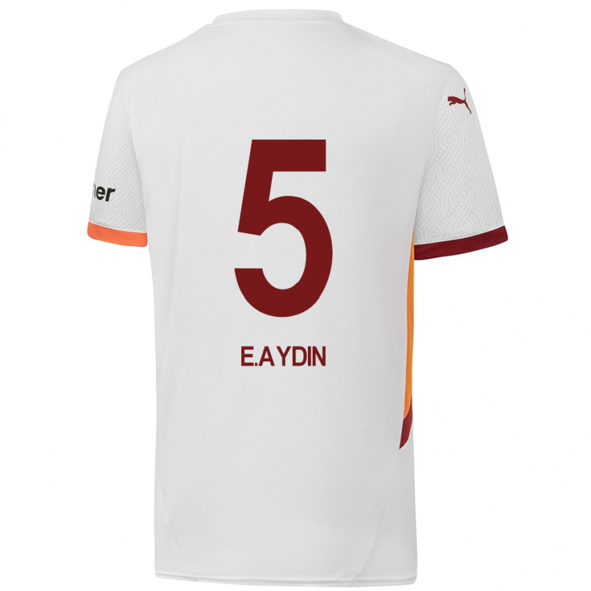 Enfant Football Maillot Eyüp Aydin #5 Blanc Jaune Rouge Tenues Extérieur 2024/25