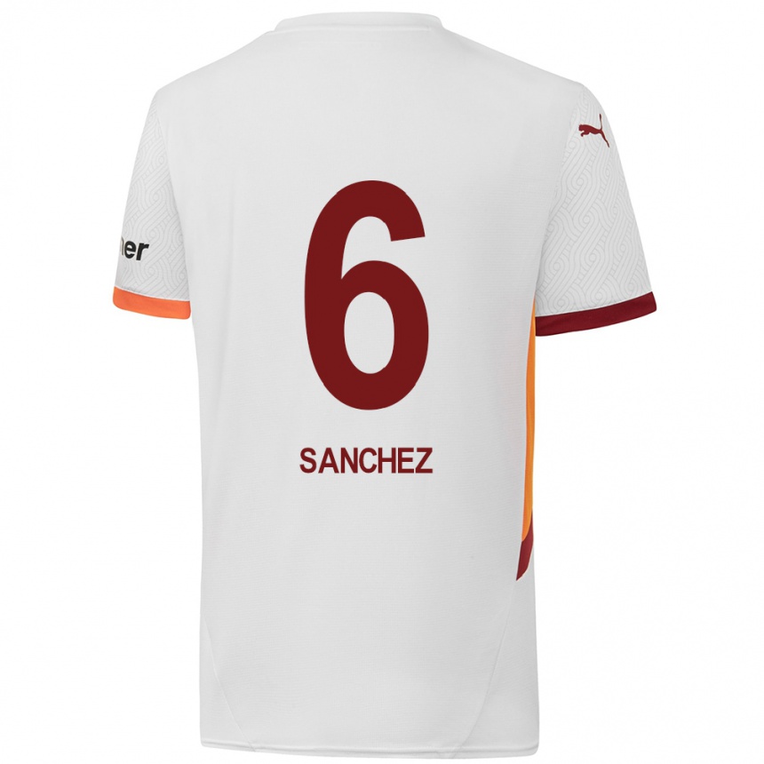 Enfant Football Maillot Davinson Sanchez #6 Blanc Jaune Rouge Tenues Extérieur 2024/25