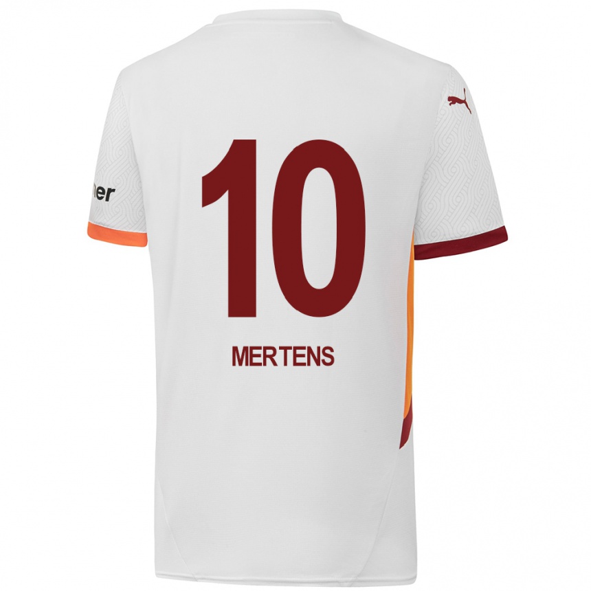 Enfant Football Maillot Dries Mertens #10 Blanc Jaune Rouge Tenues Extérieur 2024/25