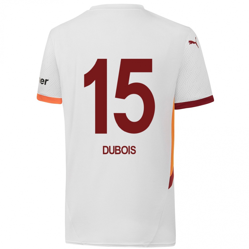 Enfant Football Maillot Léo Dubois #15 Blanc Jaune Rouge Tenues Extérieur 2024/25