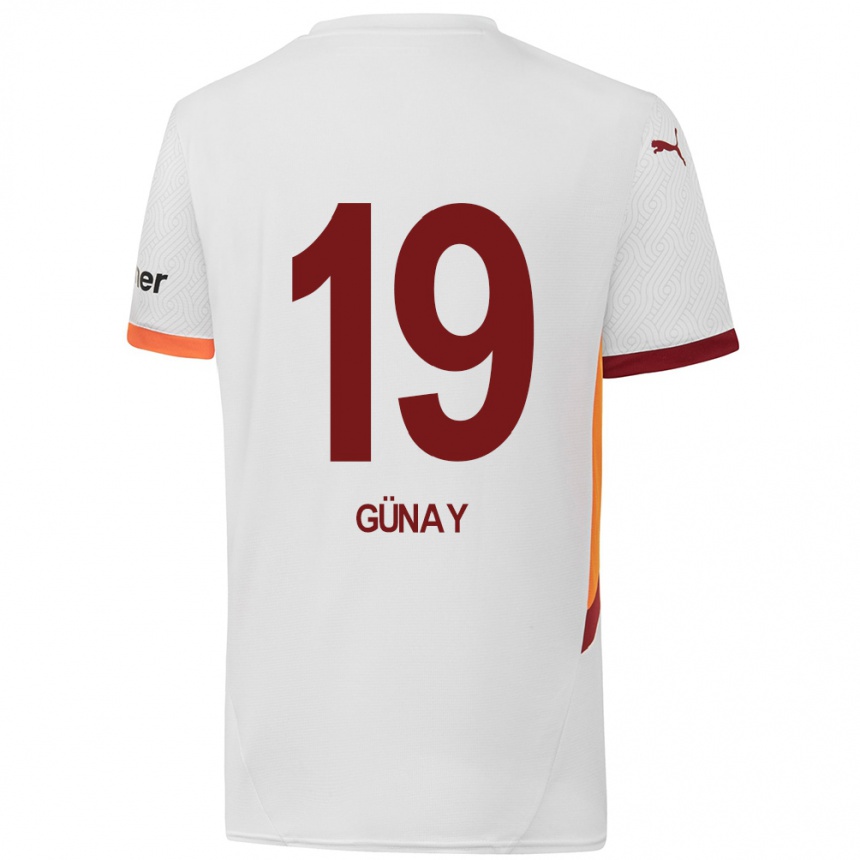 Enfant Football Maillot Günay Güvenç #19 Blanc Jaune Rouge Tenues Extérieur 2024/25