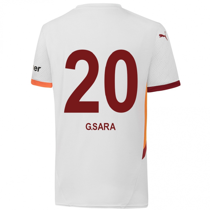 Enfant Football Maillot Gabriel Sara #20 Blanc Jaune Rouge Tenues Extérieur 2024/25