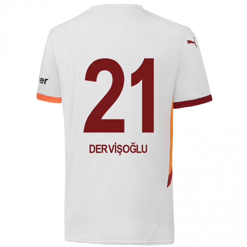 Enfant Football Maillot Halil Dervişoğlu #21 Blanc Jaune Rouge Tenues Extérieur 2024/25