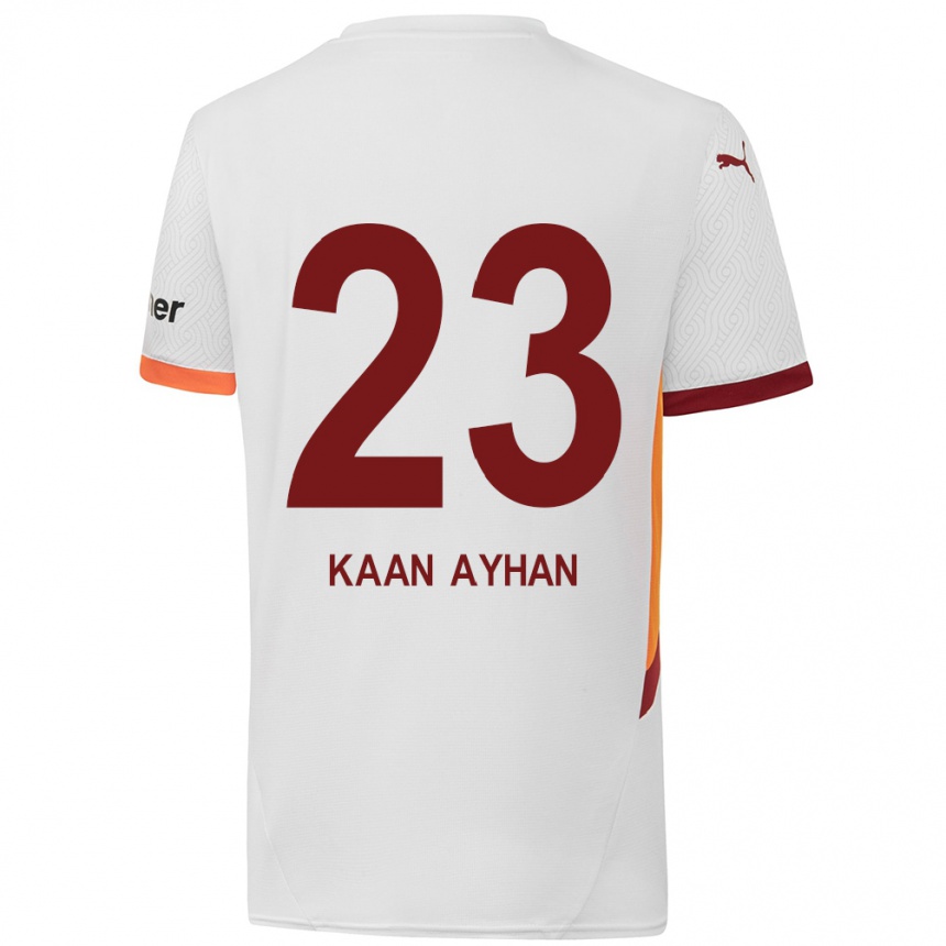 Enfant Football Maillot Kaan Ayhan #23 Blanc Jaune Rouge Tenues Extérieur 2024/25