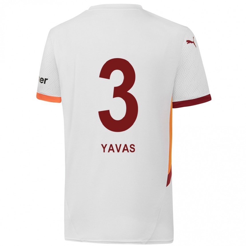 Enfant Football Maillot Arda Yavas #3 Blanc Jaune Rouge Tenues Extérieur 2024/25