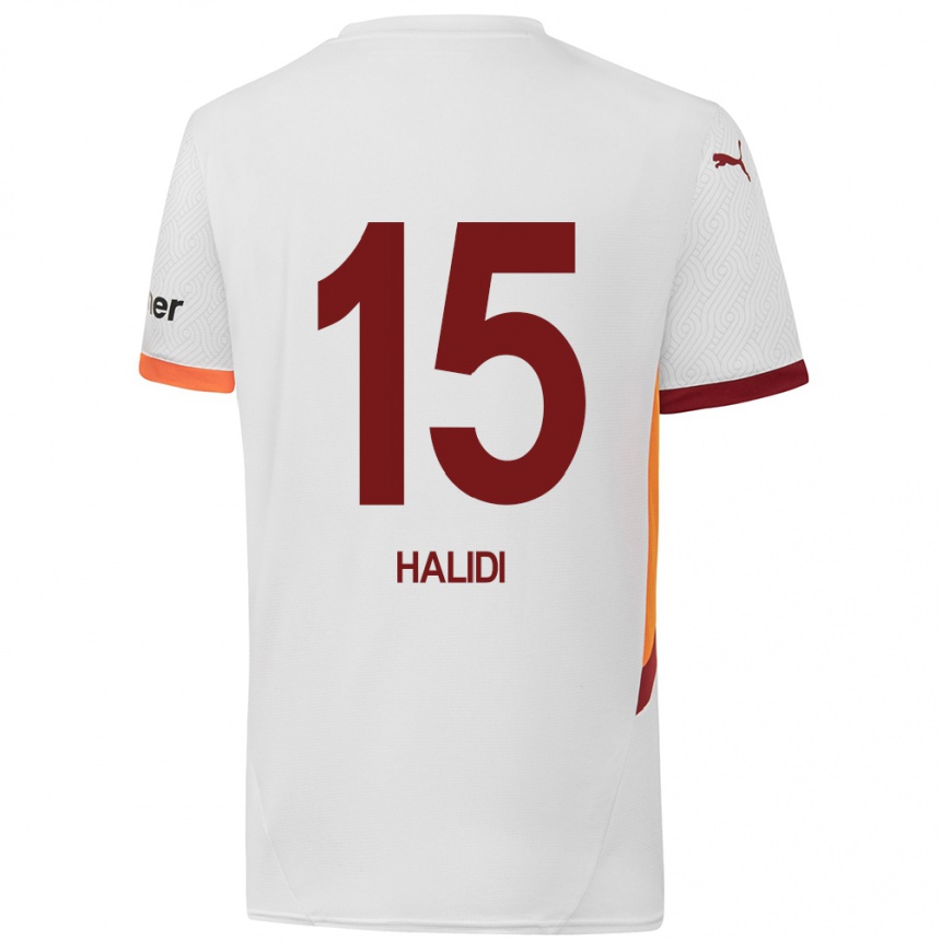 Enfant Football Maillot Isa Halidi #15 Blanc Jaune Rouge Tenues Extérieur 2024/25