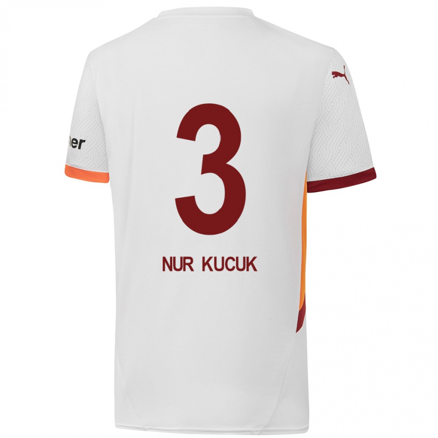 Enfant Football Maillot Rabia Nur Küçük #3 Blanc Jaune Rouge Tenues Extérieur 2024/25