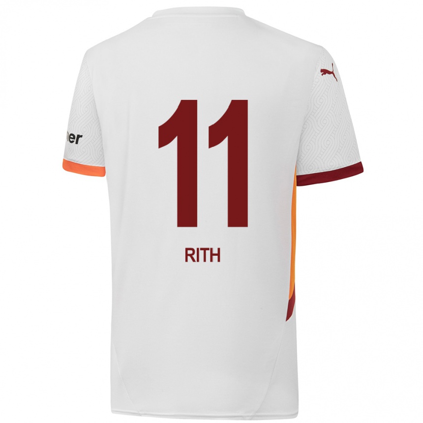 Enfant Football Maillot Monique Rith #11 Blanc Jaune Rouge Tenues Extérieur 2024/25