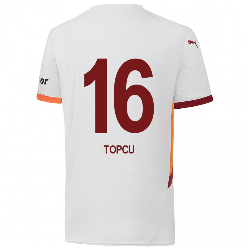 Enfant Football Maillot Ebru Topçu #16 Blanc Jaune Rouge Tenues Extérieur 2024/25