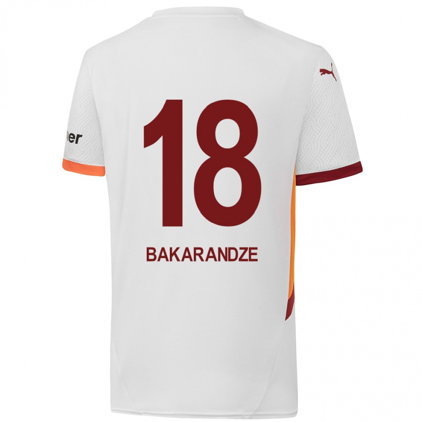 Enfant Football Maillot Kristina Bakarandze #18 Blanc Jaune Rouge Tenues Extérieur 2024/25