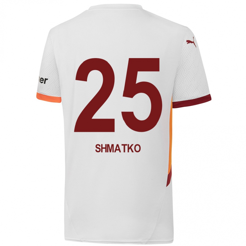 Enfant Football Maillot Lyubov Shmatko #25 Blanc Jaune Rouge Tenues Extérieur 2024/25