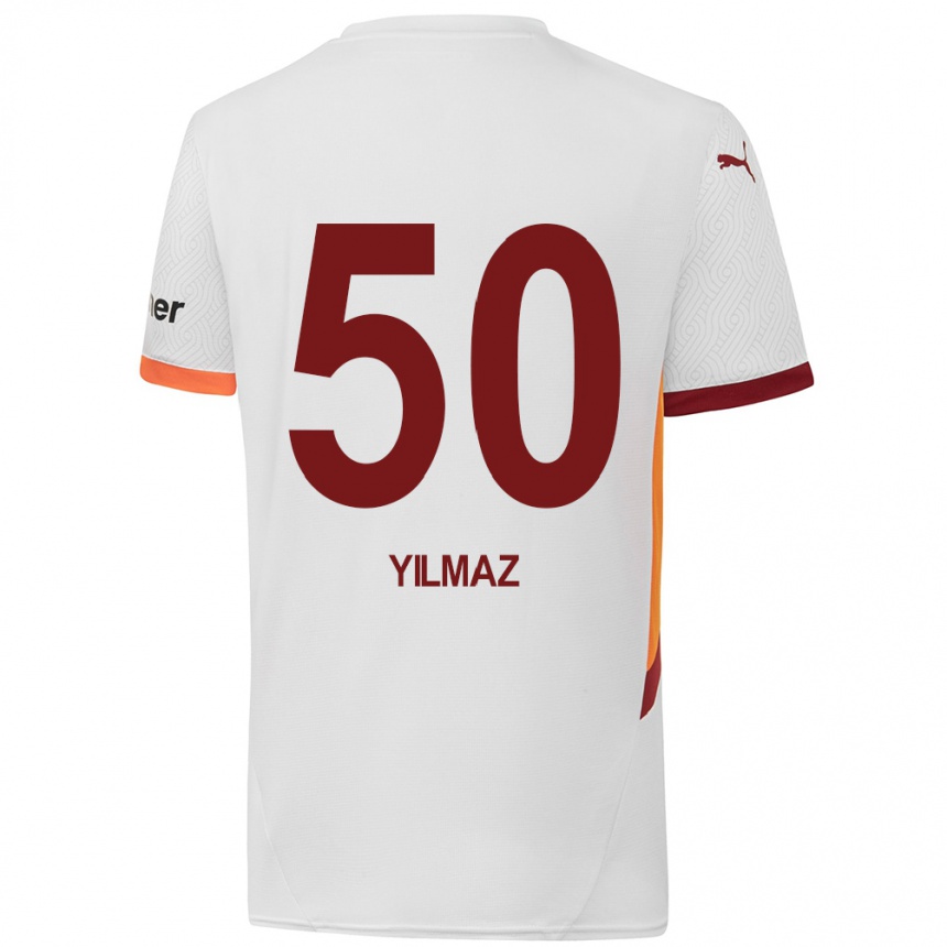 Enfant Football Maillot Jankat Yılmaz #50 Blanc Jaune Rouge Tenues Extérieur 2024/25