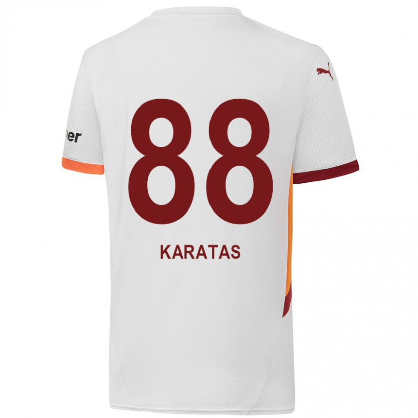 Enfant Football Maillot Kazımcan Karataş #88 Blanc Jaune Rouge Tenues Extérieur 2024/25