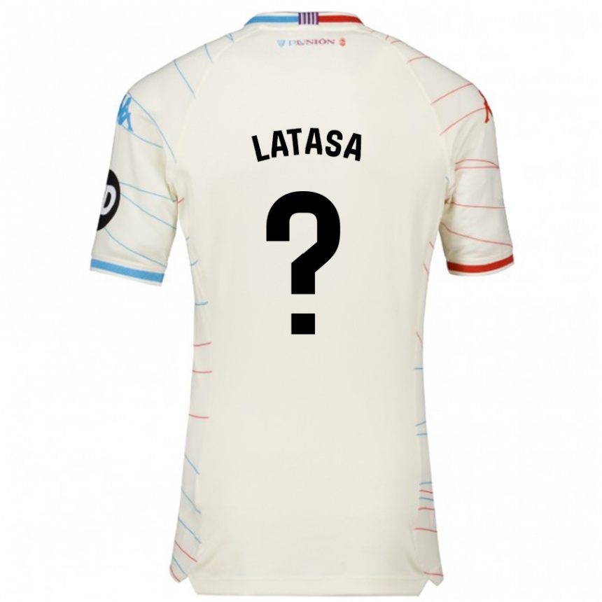 Enfant Football Maillot Juanmi Latasa #0 Blanc Rouge Bleu Tenues Extérieur 2024/25