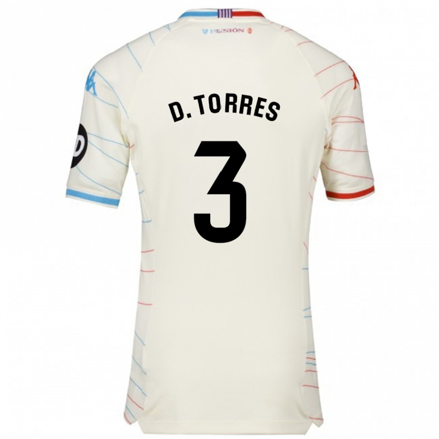 Enfant Football Maillot David Torres #3 Blanc Rouge Bleu Tenues Extérieur 2024/25