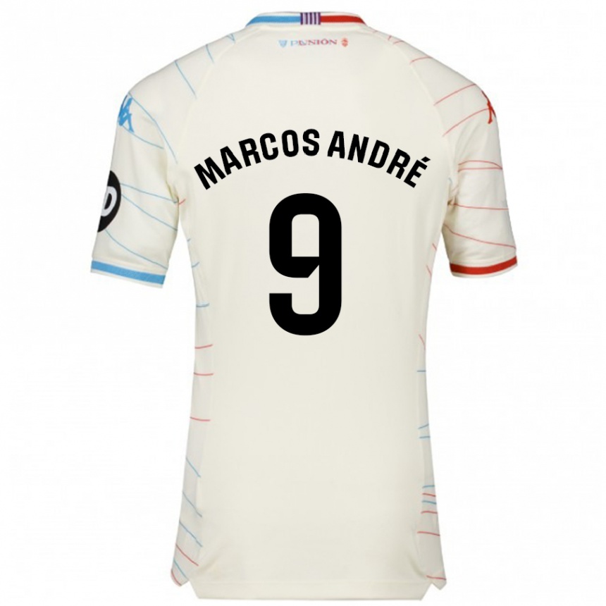 Enfant Football Maillot Marcos André #9 Blanc Rouge Bleu Tenues Extérieur 2024/25