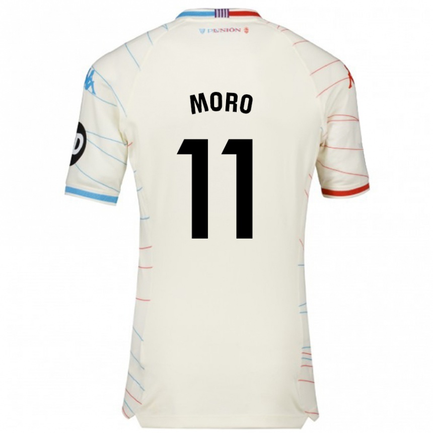 Enfant Football Maillot Raúl Moro #11 Blanc Rouge Bleu Tenues Extérieur 2024/25