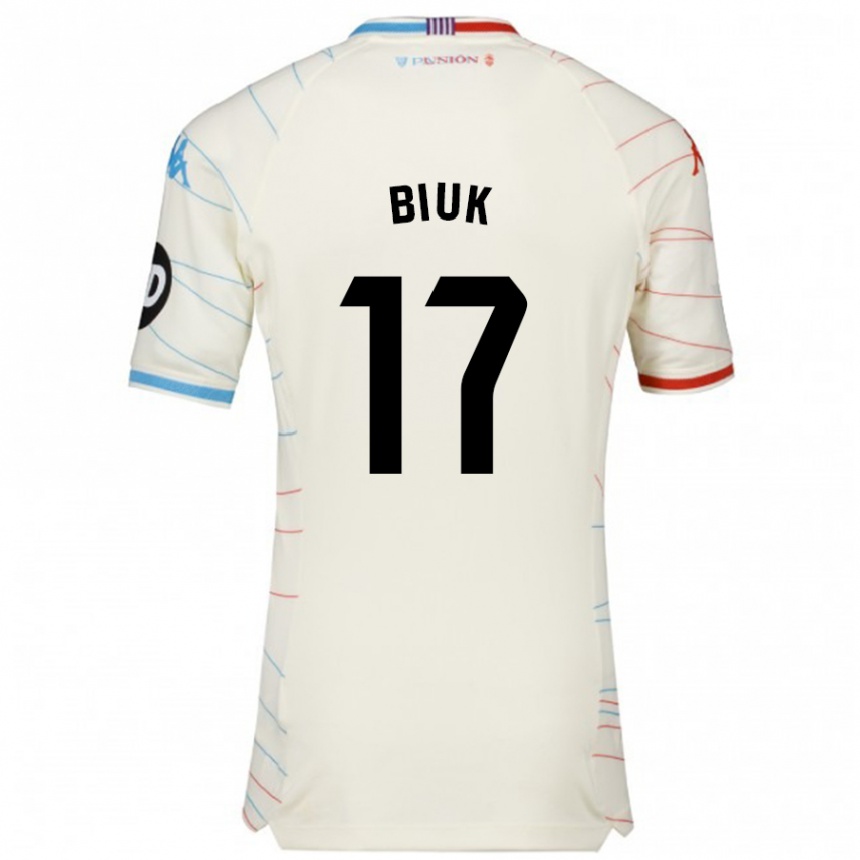 Enfant Football Maillot Stipe Biuk #17 Blanc Rouge Bleu Tenues Extérieur 2024/25