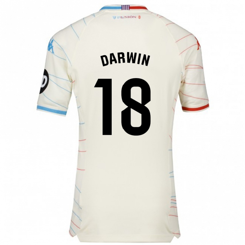 Enfant Football Maillot Darwin Machís #18 Blanc Rouge Bleu Tenues Extérieur 2024/25