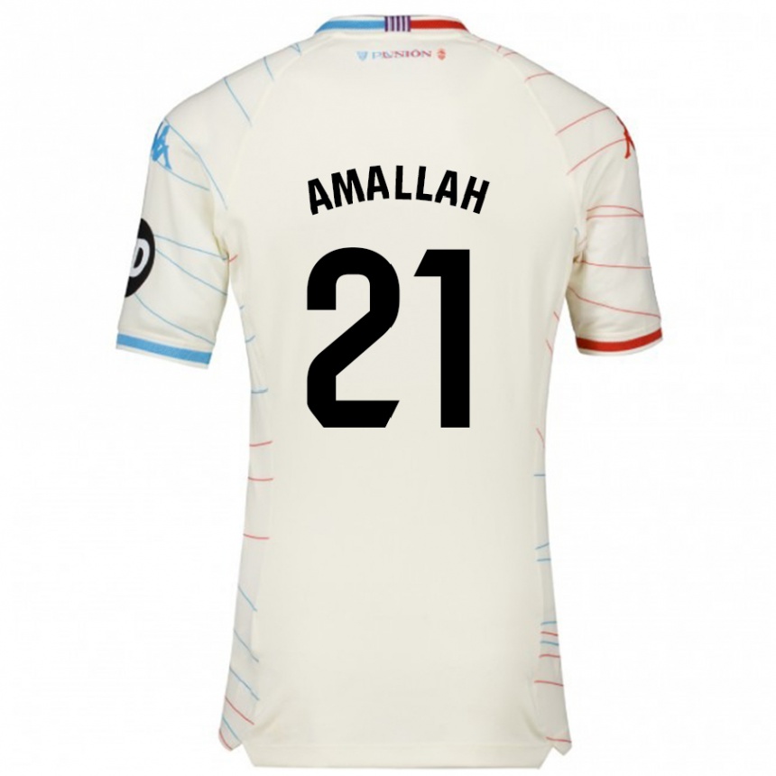 Enfant Football Maillot Selim Amallah #21 Blanc Rouge Bleu Tenues Extérieur 2024/25