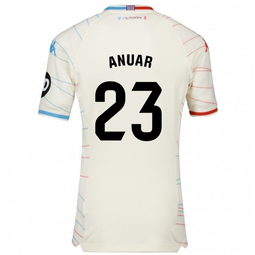 Enfant Football Maillot Anuar #23 Blanc Rouge Bleu Tenues Extérieur 2024/25