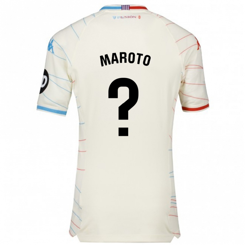 Enfant Football Maillot Mario Maroto #0 Blanc Rouge Bleu Tenues Extérieur 2024/25