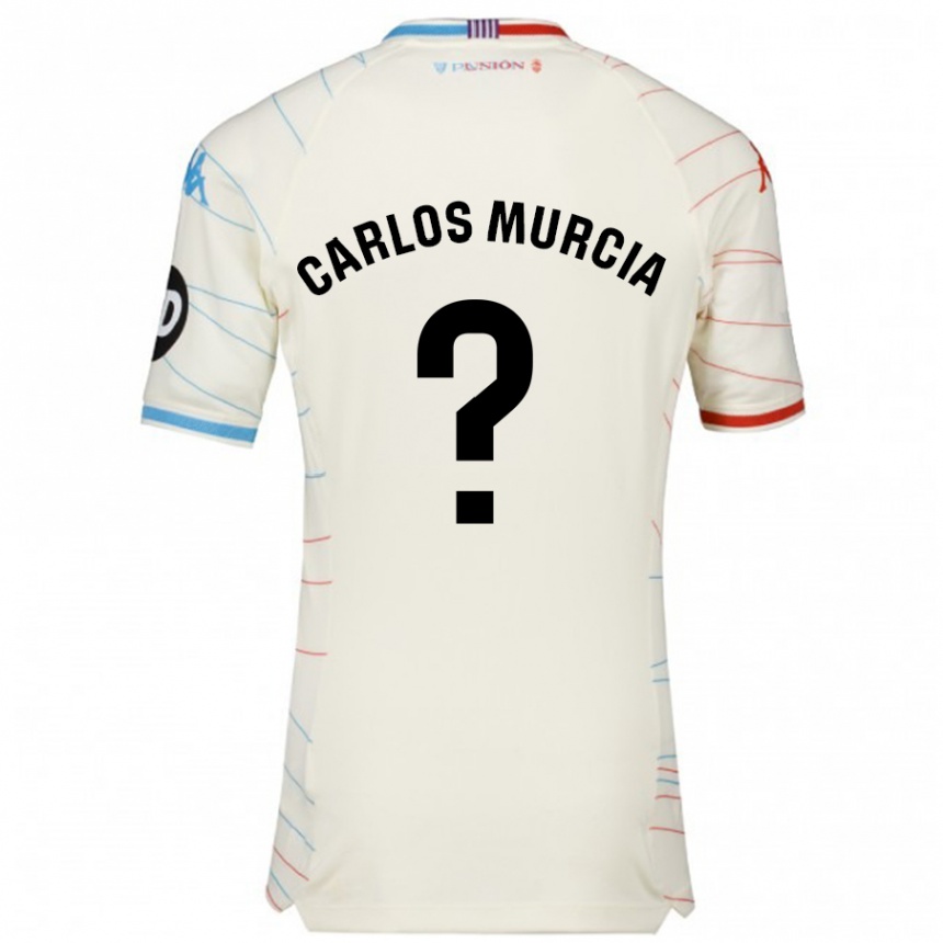 Enfant Football Maillot Juan Carlos Murcia #0 Blanc Rouge Bleu Tenues Extérieur 2024/25