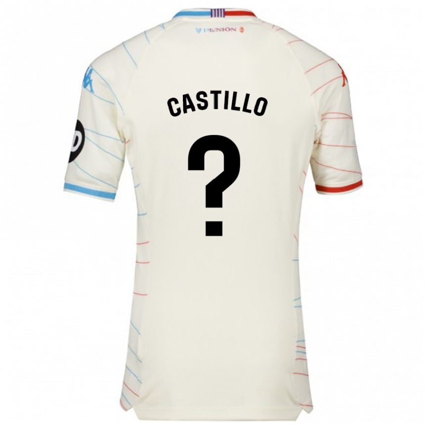 Enfant Football Maillot Gonzalo Castillo #0 Blanc Rouge Bleu Tenues Extérieur 2024/25