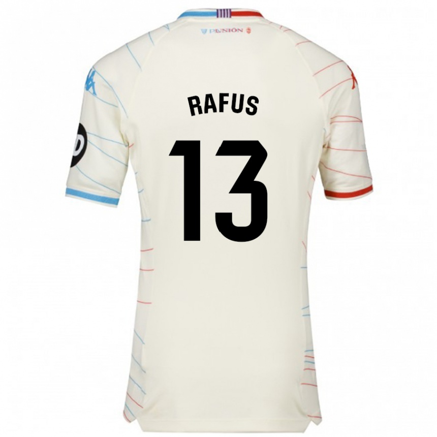 Enfant Football Maillot Arnau Rafus #13 Blanc Rouge Bleu Tenues Extérieur 2024/25