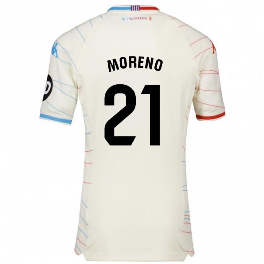 Enfant Football Maillot Xavi Moreno #21 Blanc Rouge Bleu Tenues Extérieur 2024/25