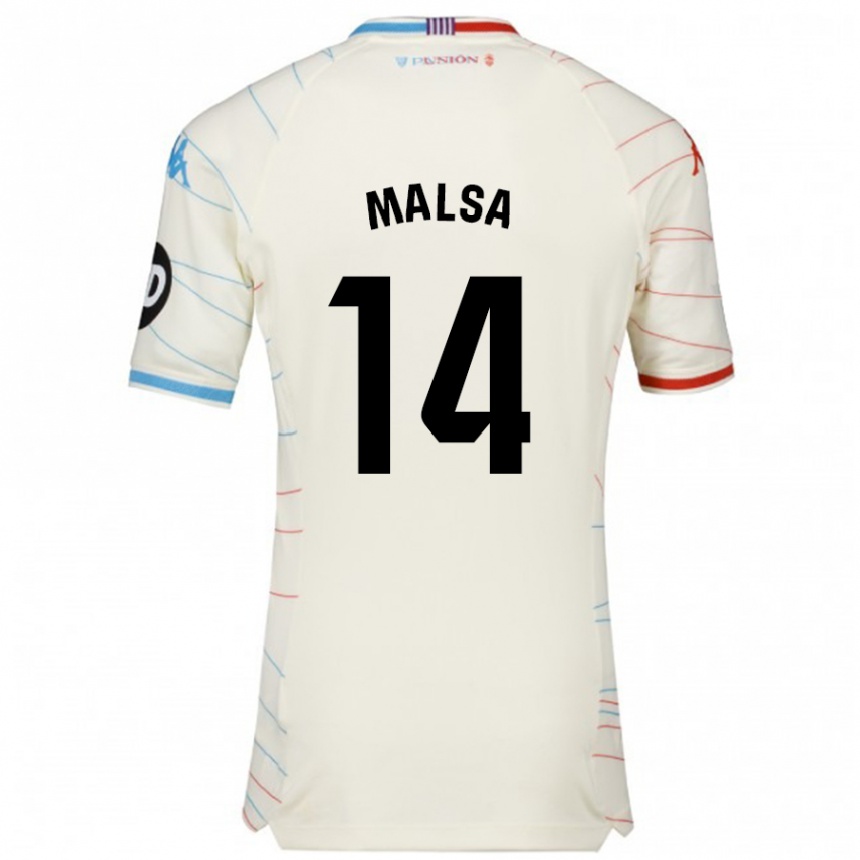 Enfant Football Maillot Mickaël Malsa #14 Blanc Rouge Bleu Tenues Extérieur 2024/25