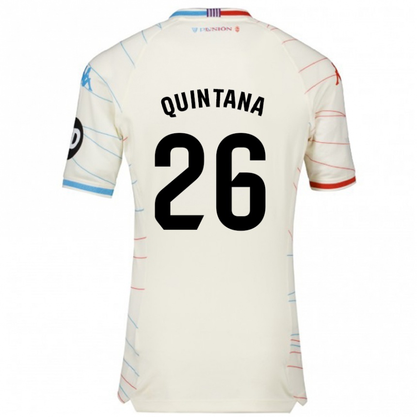 Enfant Football Maillot Alberto Quintana #26 Blanc Rouge Bleu Tenues Extérieur 2024/25