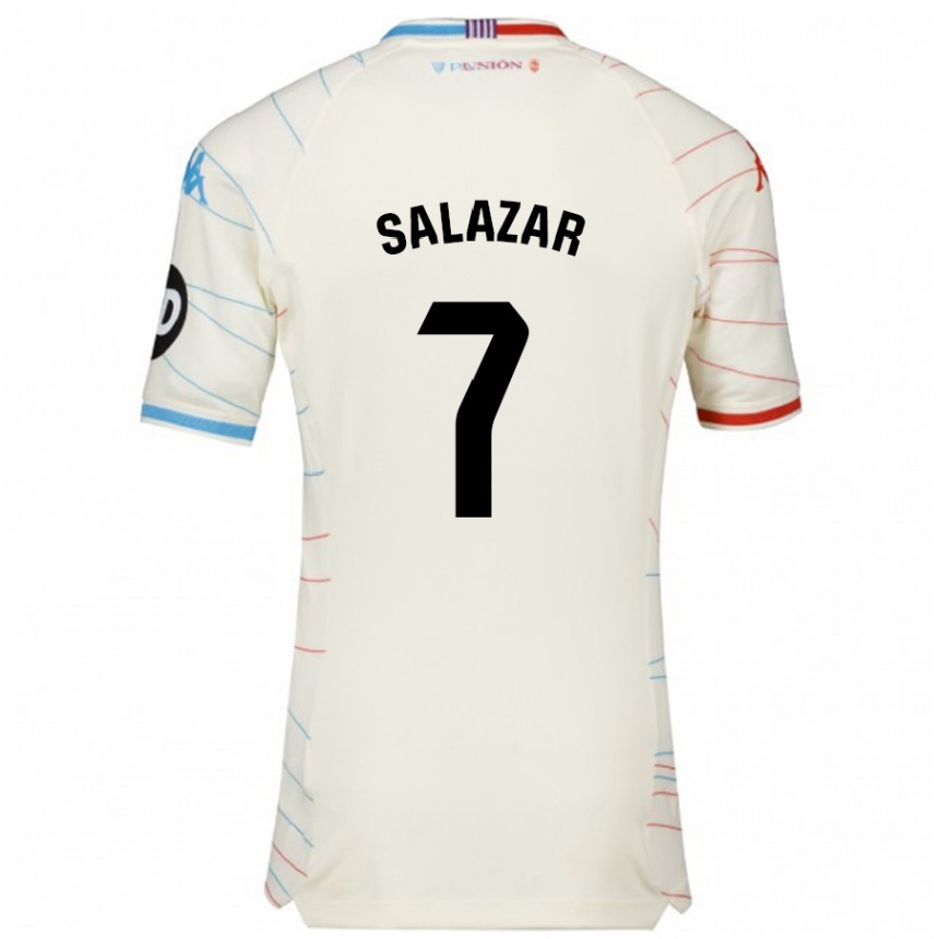 Enfant Football Maillot Israel Salazar #7 Blanc Rouge Bleu Tenues Extérieur 2024/25