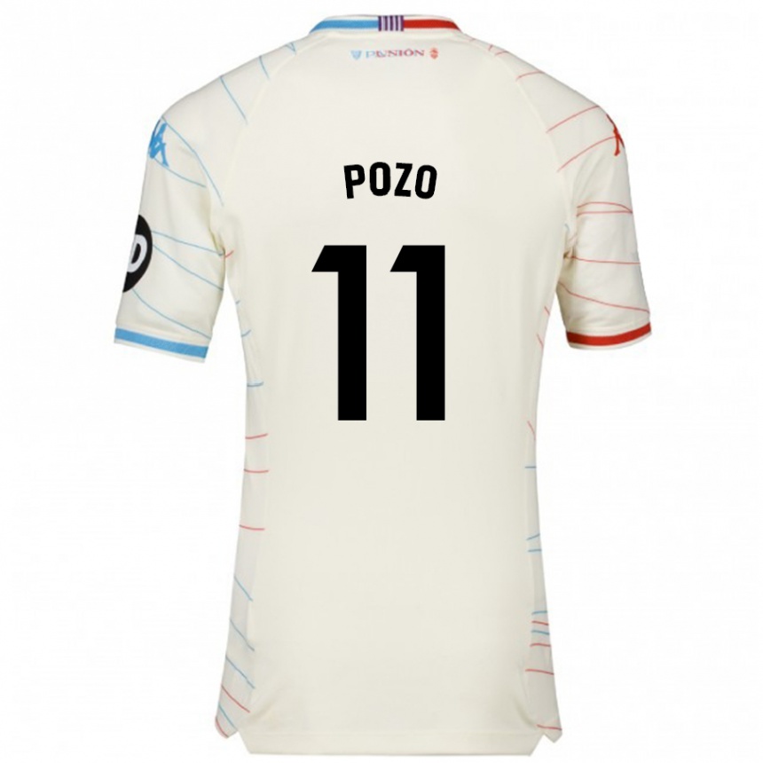 Enfant Football Maillot Manuel Pozo #11 Blanc Rouge Bleu Tenues Extérieur 2024/25