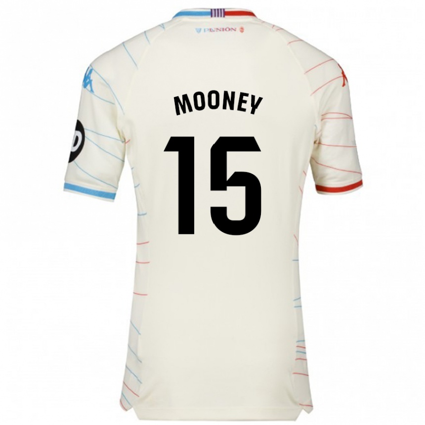 Enfant Football Maillot Fionn Mooney #15 Blanc Rouge Bleu Tenues Extérieur 2024/25