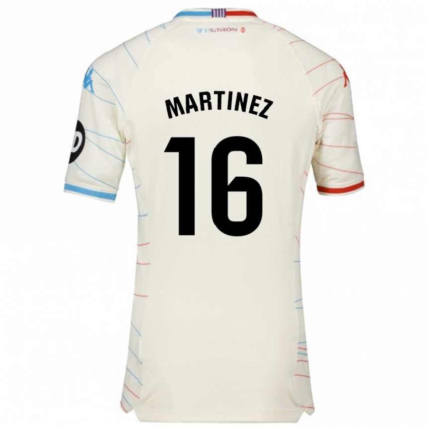 Enfant Football Maillot Jesús Martínez #16 Blanc Rouge Bleu Tenues Extérieur 2024/25