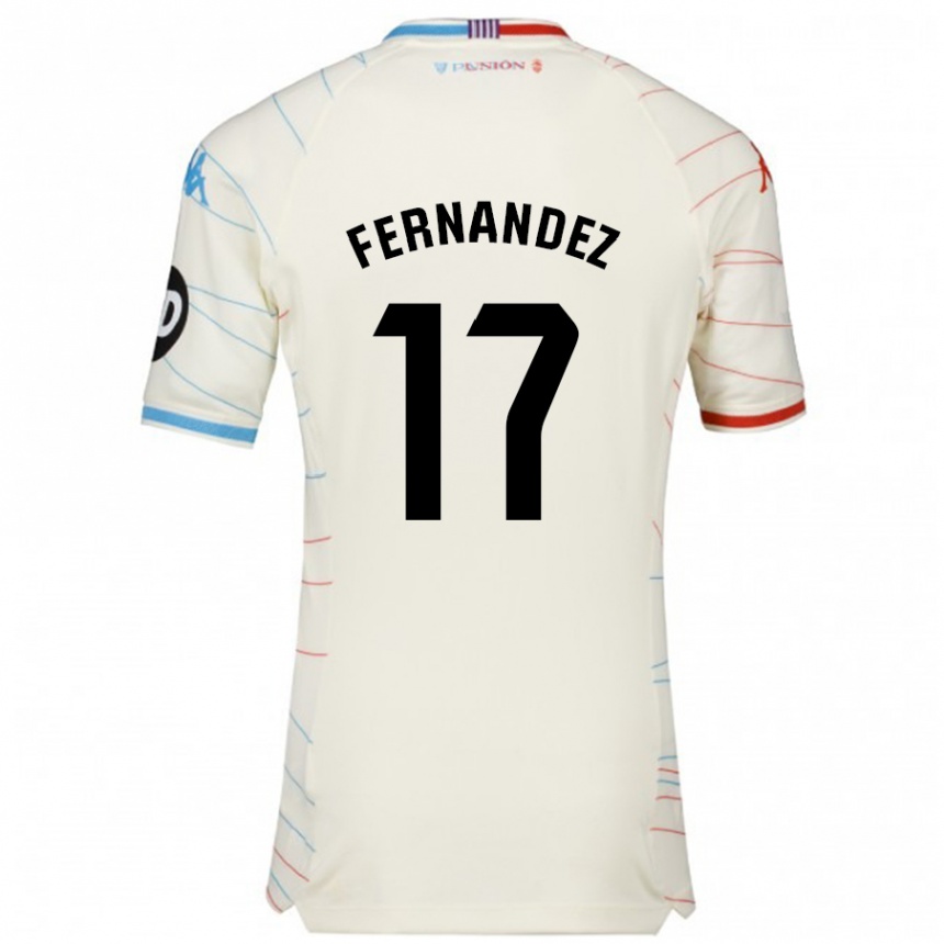 Enfant Football Maillot Dani Fernández #17 Blanc Rouge Bleu Tenues Extérieur 2024/25