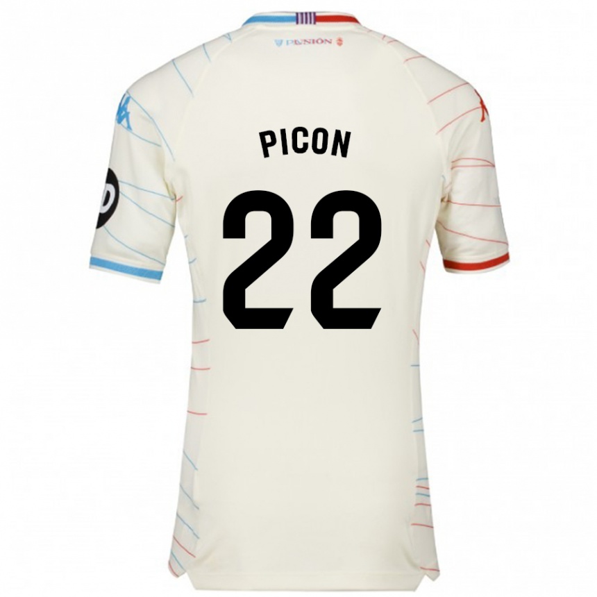 Enfant Football Maillot Pablo Picón #22 Blanc Rouge Bleu Tenues Extérieur 2024/25