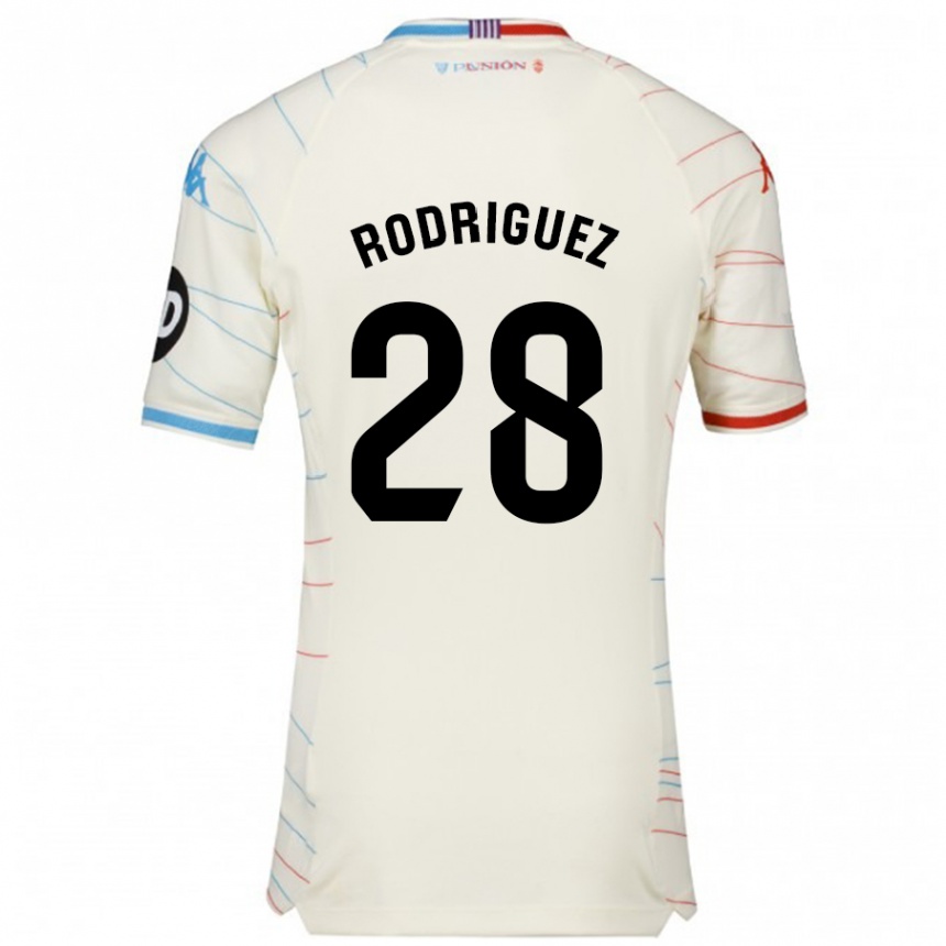 Enfant Football Maillot Yago Rodríguez #28 Blanc Rouge Bleu Tenues Extérieur 2024/25