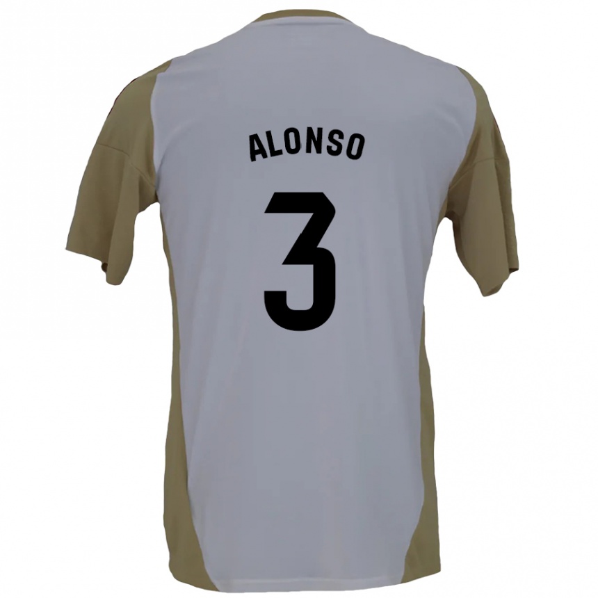 Enfant Football Maillot Julio Alonso #3 Marron Blanc Tenues Extérieur 2024/25