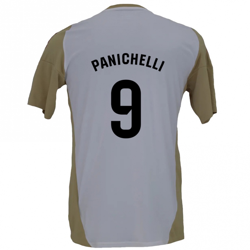 Enfant Football Maillot Joaquín Panichelli #9 Marron Blanc Tenues Extérieur 2024/25