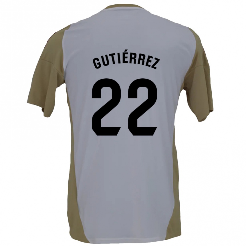 Enfant Football Maillot Juan Gutiérrez #22 Marron Blanc Tenues Extérieur 2024/25