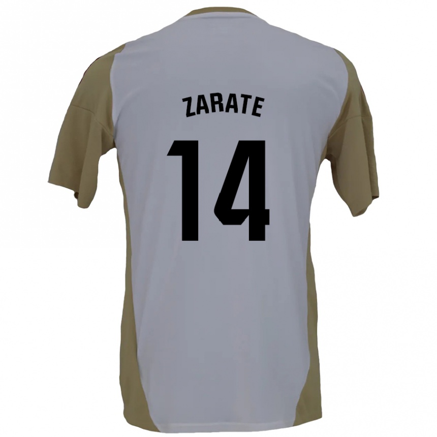 Enfant Football Maillot Hugo Zárate #14 Marron Blanc Tenues Extérieur 2024/25